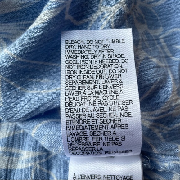 Roxy Crop Top Womens Large Midnight Magic Prairie Button Short Slv Blue Hawaiian - Picture 14 of 15